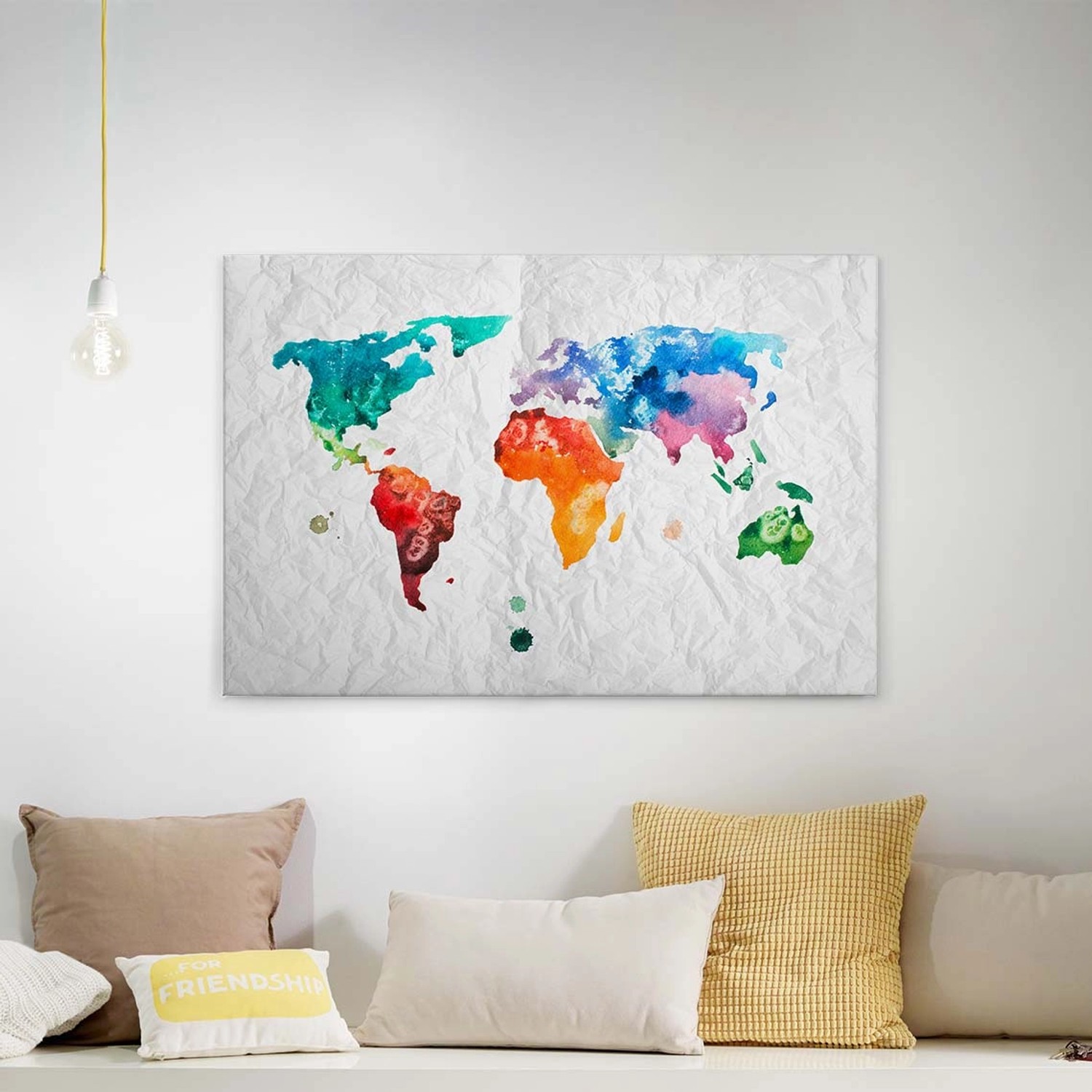 Bricoflor Bunte Landkarte Als Bild In Papier Optik Canvas Leinwand Mit Welt günstig online kaufen