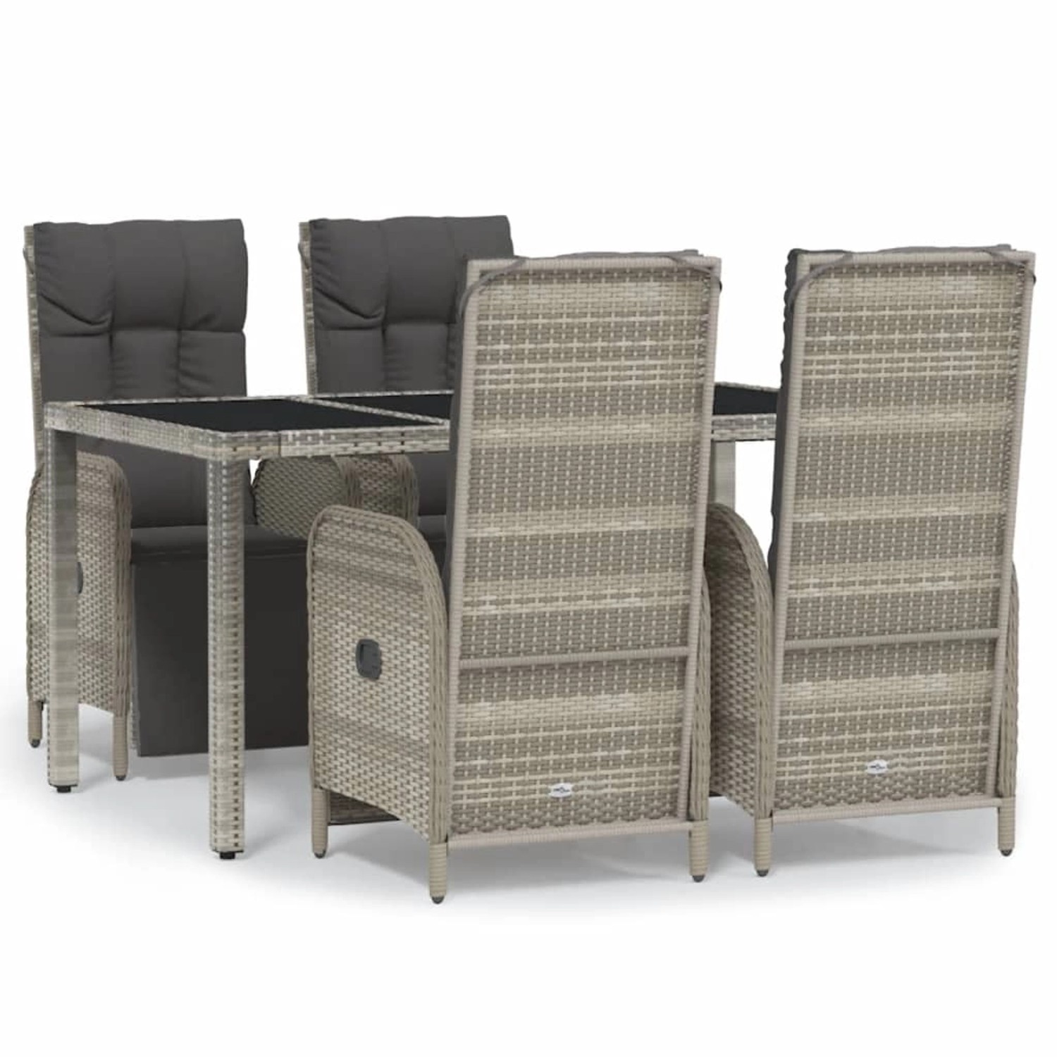 vidaXL 5-Tlg Garten-Essgruppe mit Kissen Grau Poly Rattan 3185031