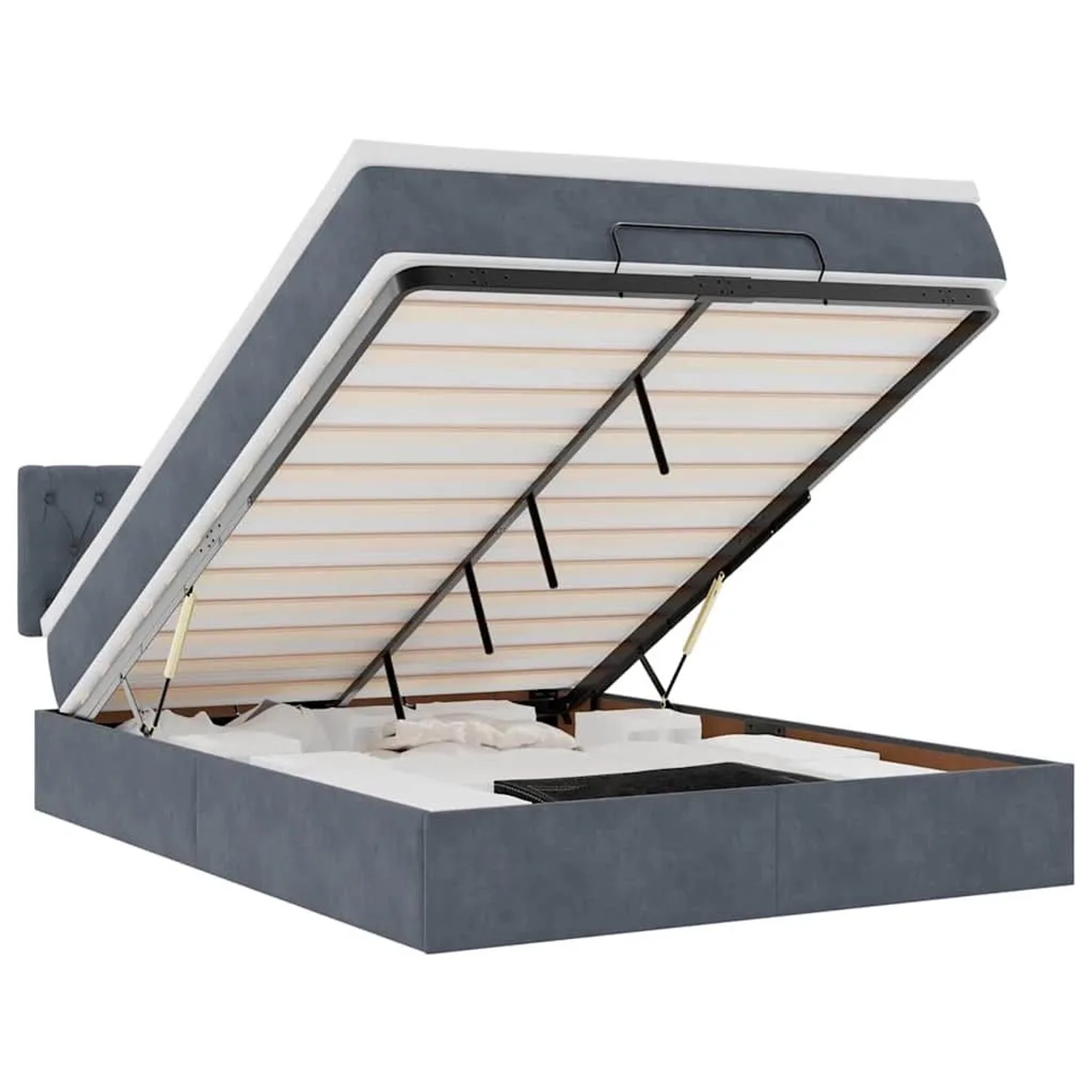 vidaXL Ottoman-Bett mit Matratze Dunkelgrau 140x190 cm Samt 3311844