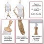 Elegante weibliche Schneiderpuppe mit weißem Torso, beweglichen Holzarmen, Holzknauf und höhenverstellbarem Holzstandfuß.