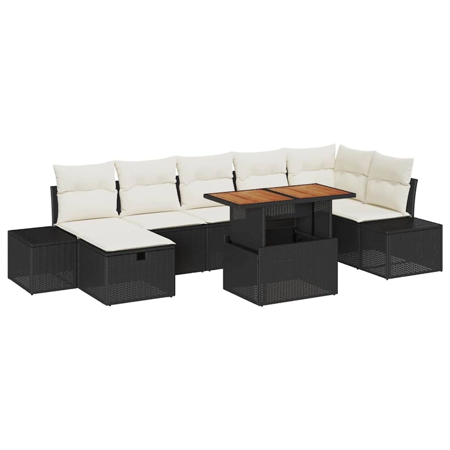 vidaXL Garten-Sofa-Set mit Kissen 8-Tlg Schwarz Poly Rattan 3360058 günstig online kaufen