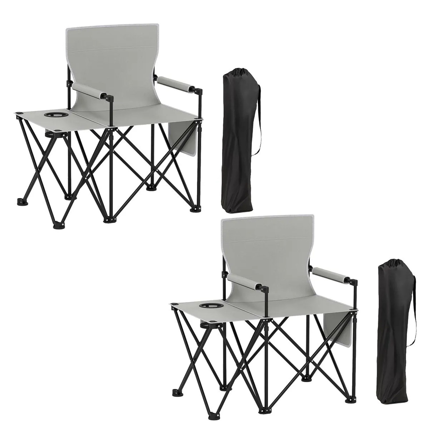 Costway 2er Set Campingstuhl Faltbar mit Seitentisch & Becherhalter günstig online kaufen
