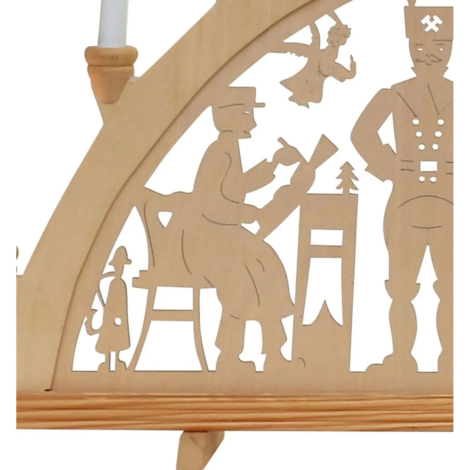 Dekohelden24 XXL Leuchterbogen Schwippbogen Lichterbogen Fensterbogen Schwibbogen Motiv Bergleute mit Spitzkerzen Wechselbar L/B/H 71 x 4 x 40 cm_2