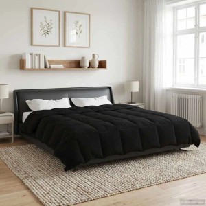 vidaXL Sommerdecke Gepolstert Schwarz 200 x 240 cm Mikrofaser 42025933
