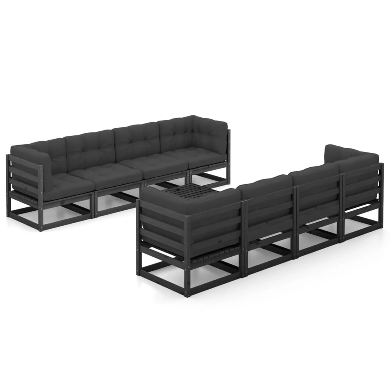 9-tlg. Garten-lounge-set Mit Kissen Massivholz Kiefer günstig online kaufen