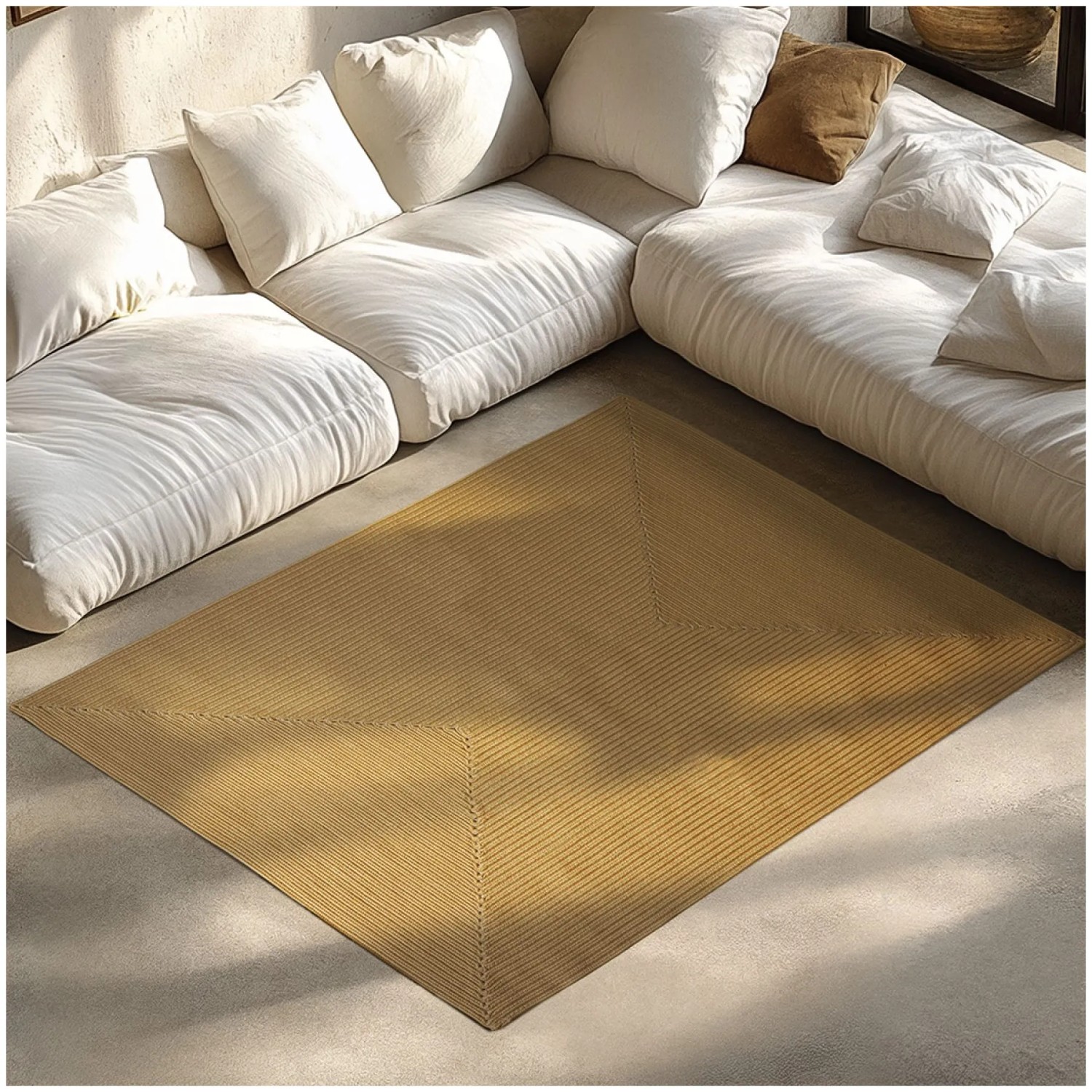 Tectake Geflochtener Teppich Raya Verschiedene Größen Boho Stil Für In Und Outdoor 120 X 170 Cm 170 X 120 X 0 50 Cm Braun