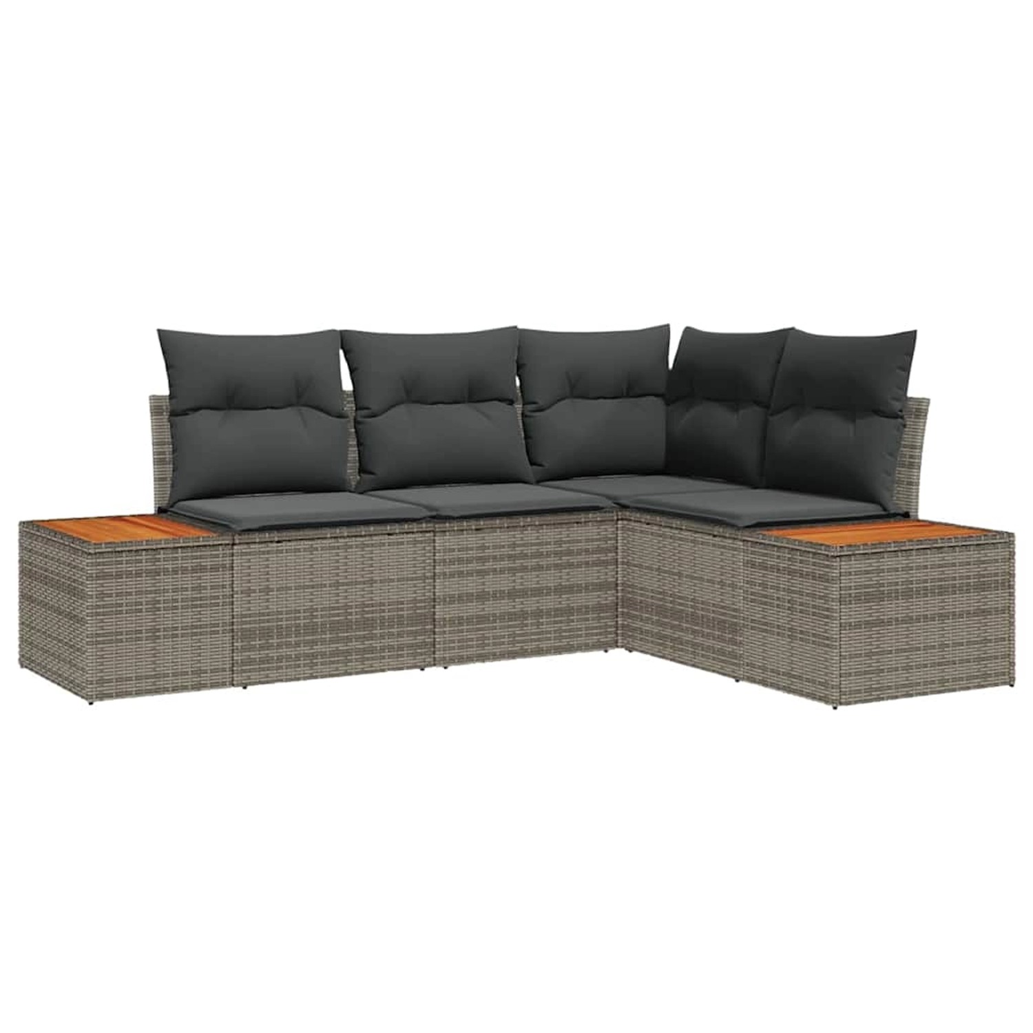 vidaXL Garten-Sofa-Set mit Kissen 4-Tlg Grau Poly Rattan 3348075 günstig online kaufen
