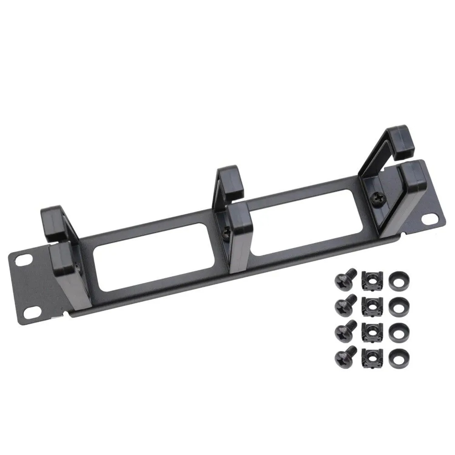 HMF 63353 Rangierpanel mit 3 Ringen für Serverschrank 10 Zoll 1 HE Schwarz