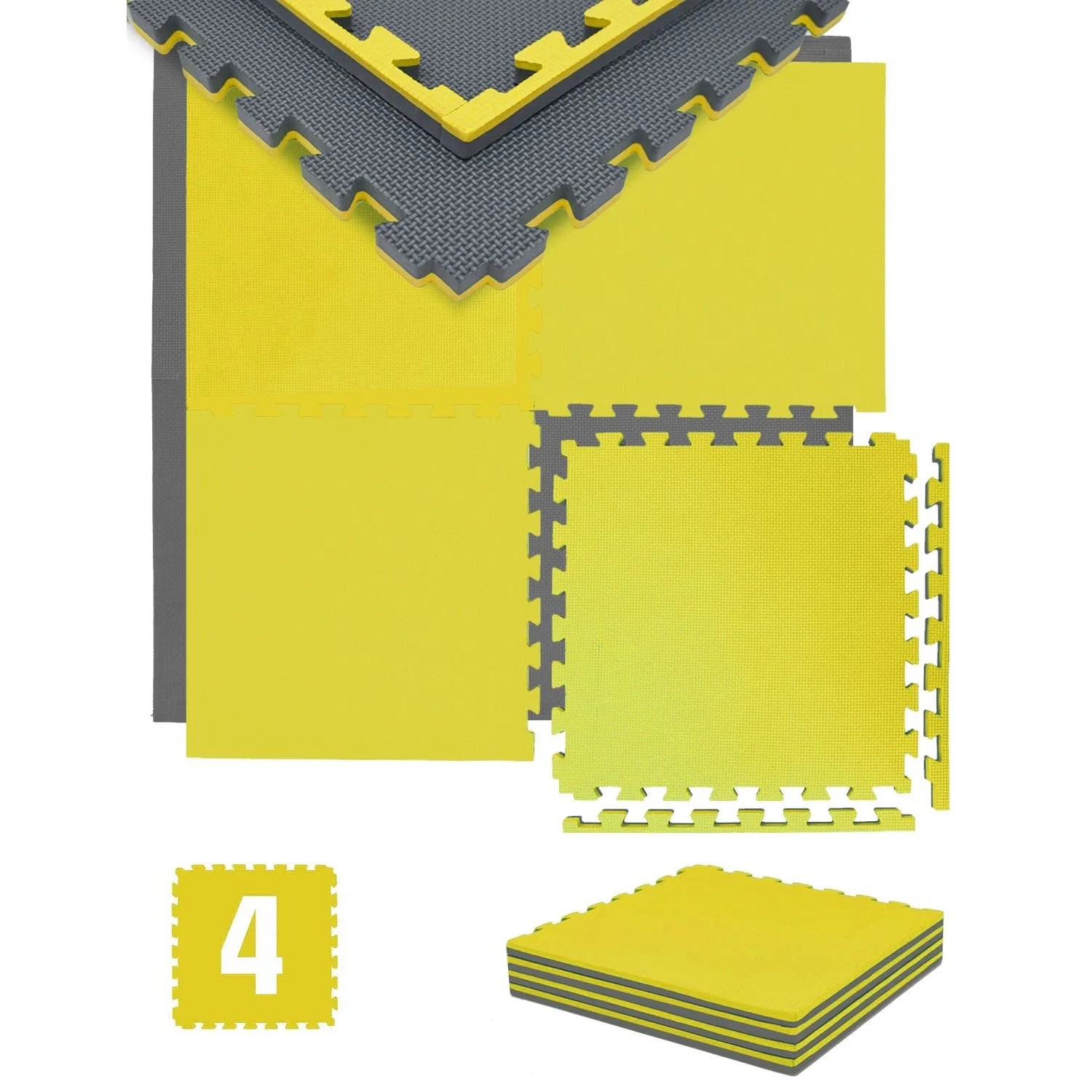 eyepower Fitnessmatte 50 x 50 x 2 cm 4er Set Gelb