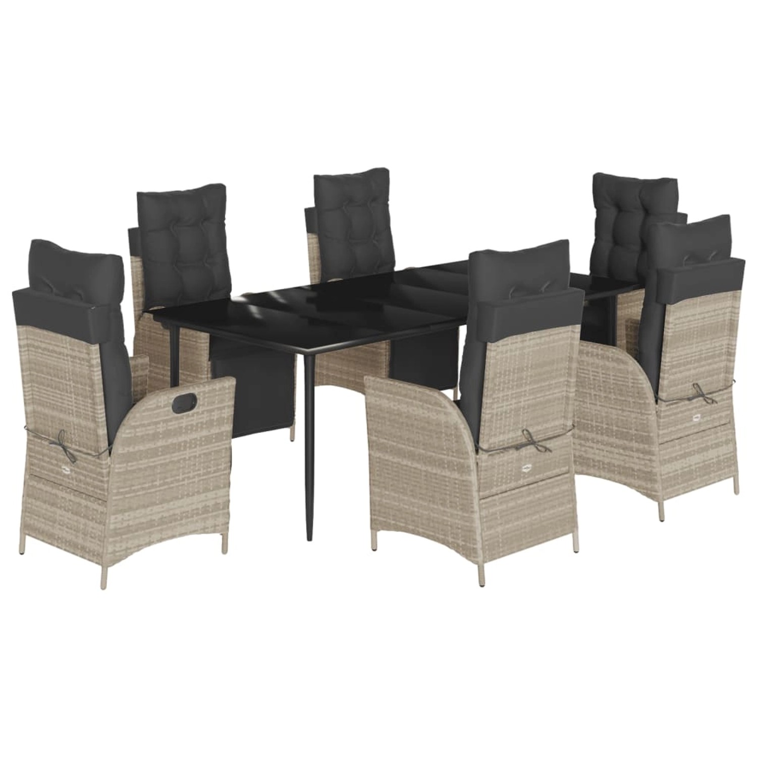 vidaXL 7-Tlg Garten-Essgruppe mit Kissen Hellgrau Poly Rattan 3213467 günstig online kaufen