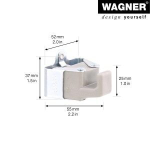 Wagner Haken Hooks4Tools, 2er Set, silberfarben, mit Maßangaben. Wandhaken für Werkzeuge und Utensilien.