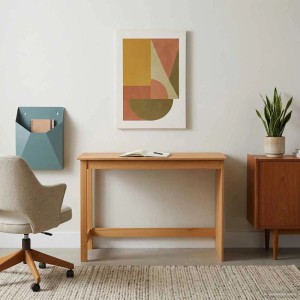 vidaXL Schreibtisch, honigbraun, Kiefer Massivholz, 112x50x75 cm. Schlichter Holz Schreibtisch im modernen Arbeitszimmer.