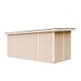 Grundiertes Holz-Gartenhaus mit Flachdach, 530x279 cm, von Timbela.