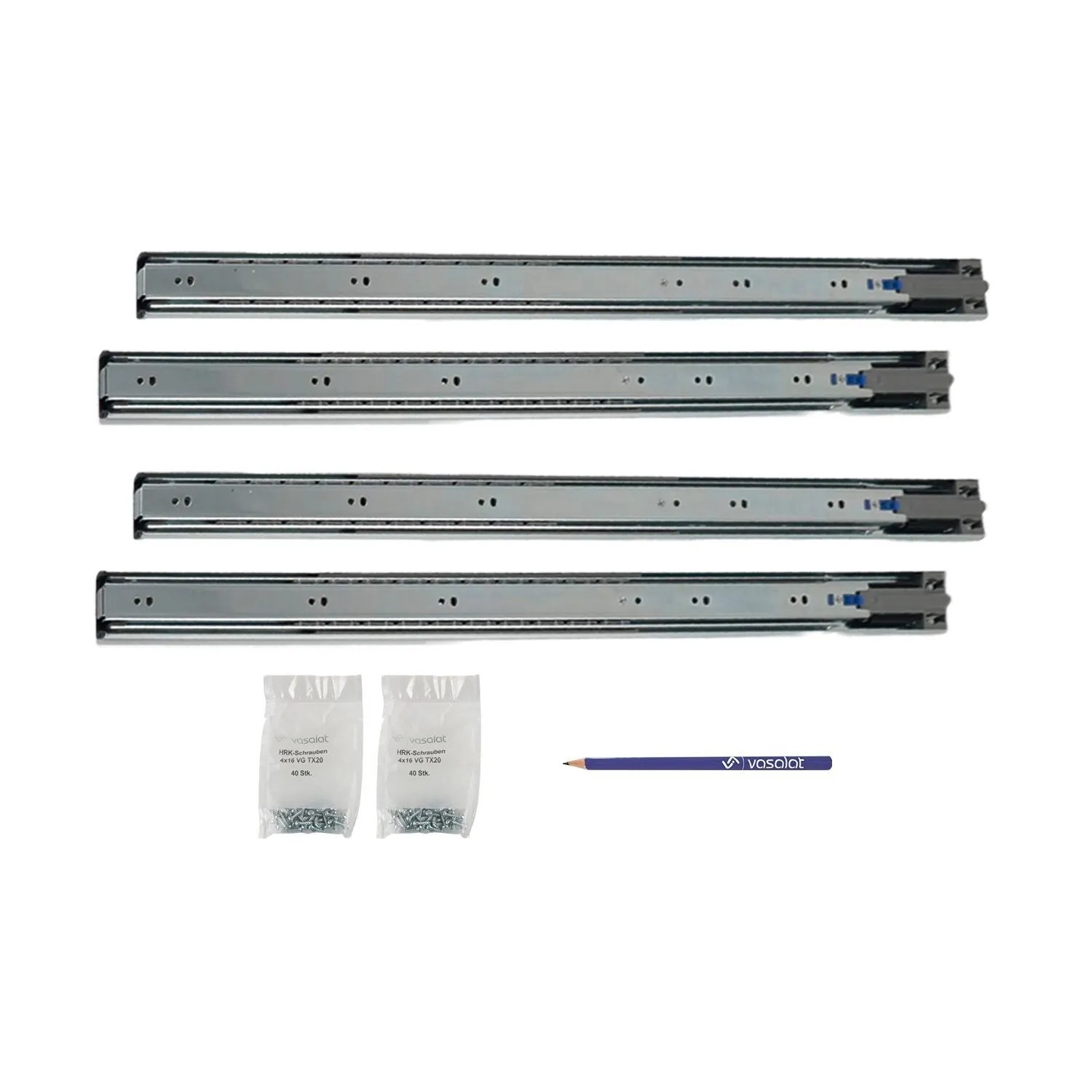 vasalat Kugelauszug 650mm Softclose Kugelführung - Vollauszug mit Dämpfung - 2 Paar