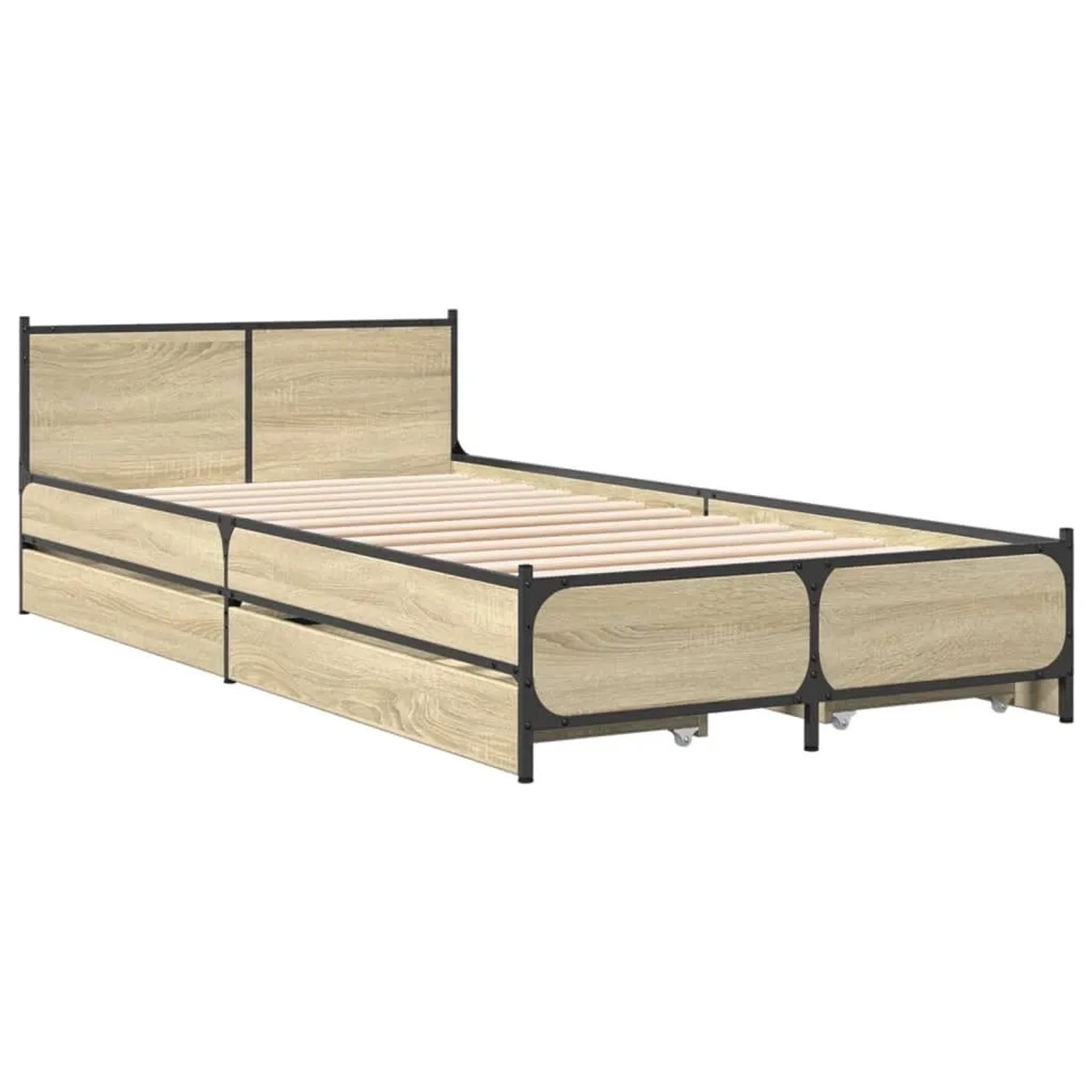 vidaXL Bettgestell mit Schubladen Sonoma-Eiche 75x190 cm Holzwerkstoff 3279 günstig online kaufen