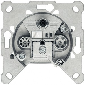 Hirschmann 3-Loch Antennendose für Markenschalterprogramme, Detailansicht.
