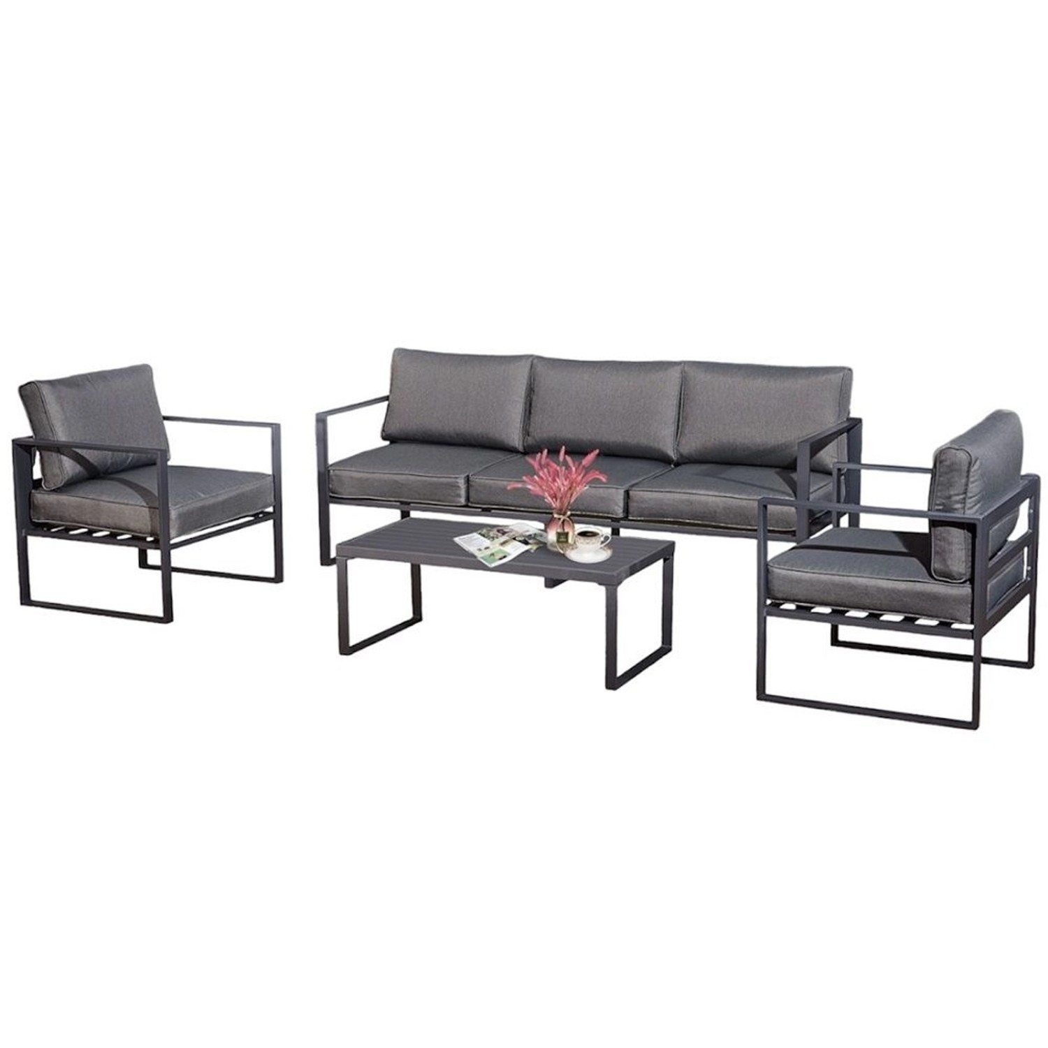 Jet-Line Gartenmöbel Lounge-Set Kreta II anthrazit mit Aluminiumrahmen
