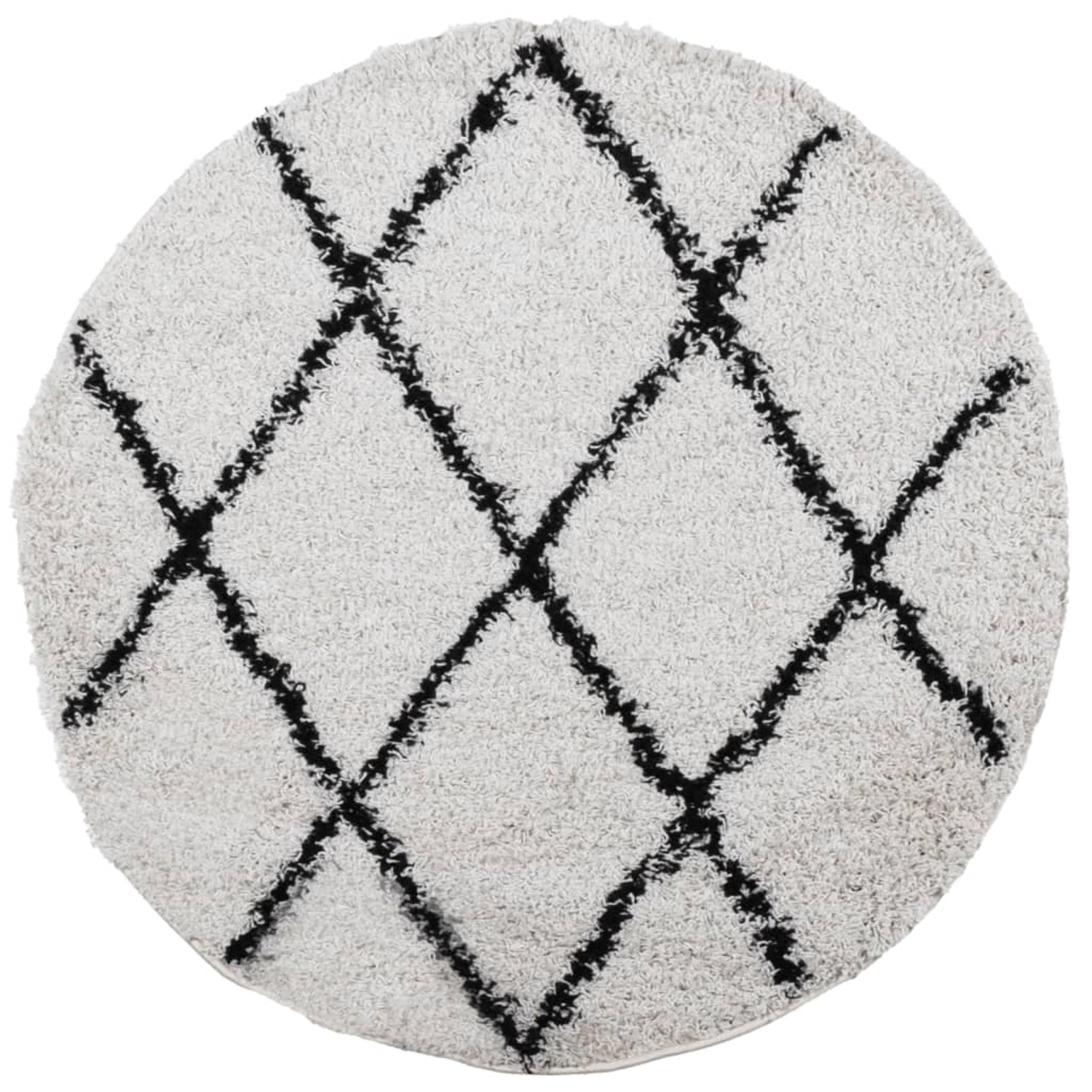 vidaXL Teppich Shaggy Hochflor Modern Creme Und Schwarz  100 Cm 1956597 günstig online kaufen