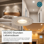 6er-Set dimmbare LED Einbauspots, 7W, weiße Downlights in verschiedenen Wohnbereichen.