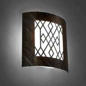 Moderne QAZQA Außenwandleuchte Emmerald Classic, rostbraun, mit leuchtendem geometrischem Muster. Ideal für Fassaden, IP44.