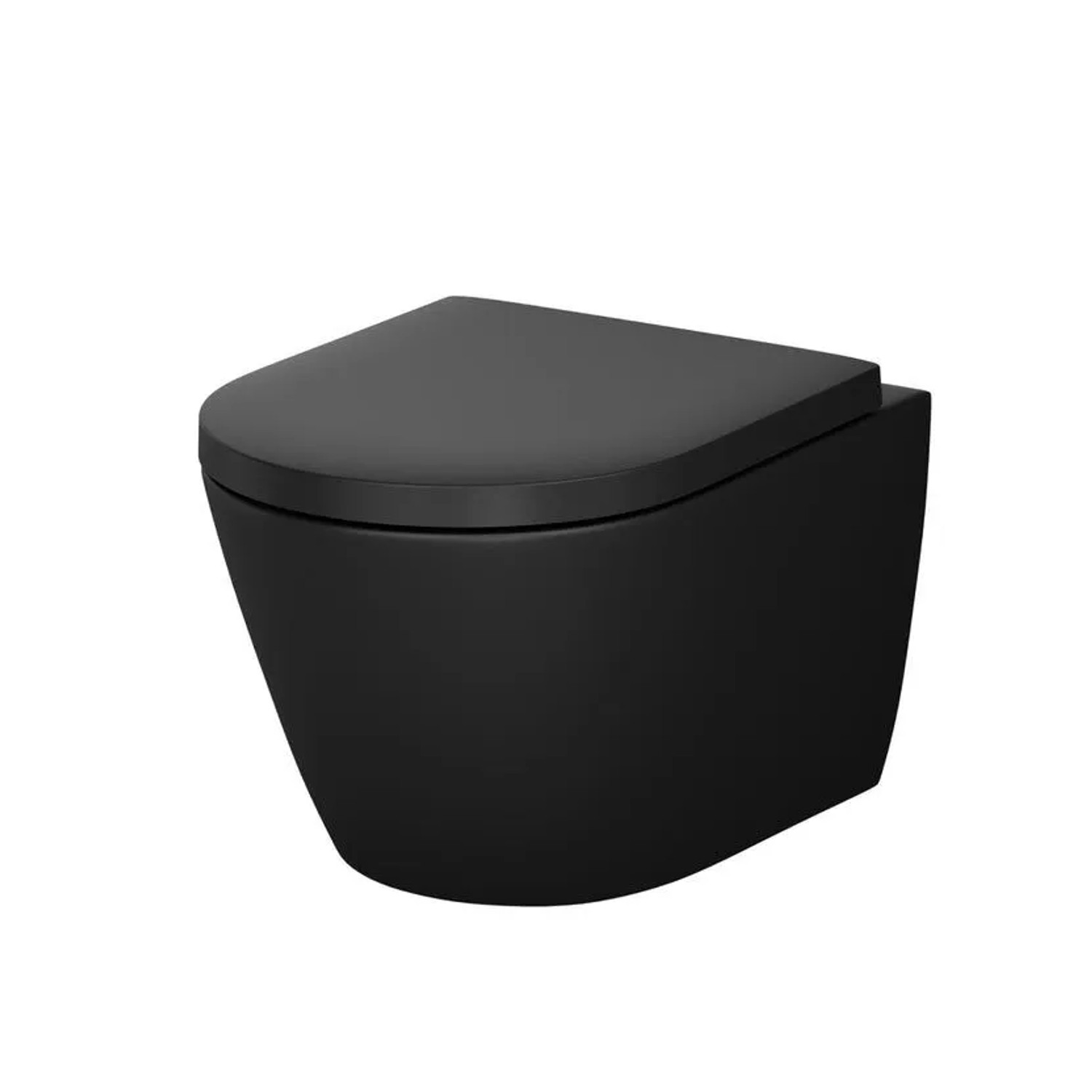 AM.PM Hänge WC Wand Toilette Spülrandlose Toilette inkl Abnehmbaren WC Sitz mit Softclose Absenkautomatik Spülrandlos Schwarz CNA1901PMBSC
