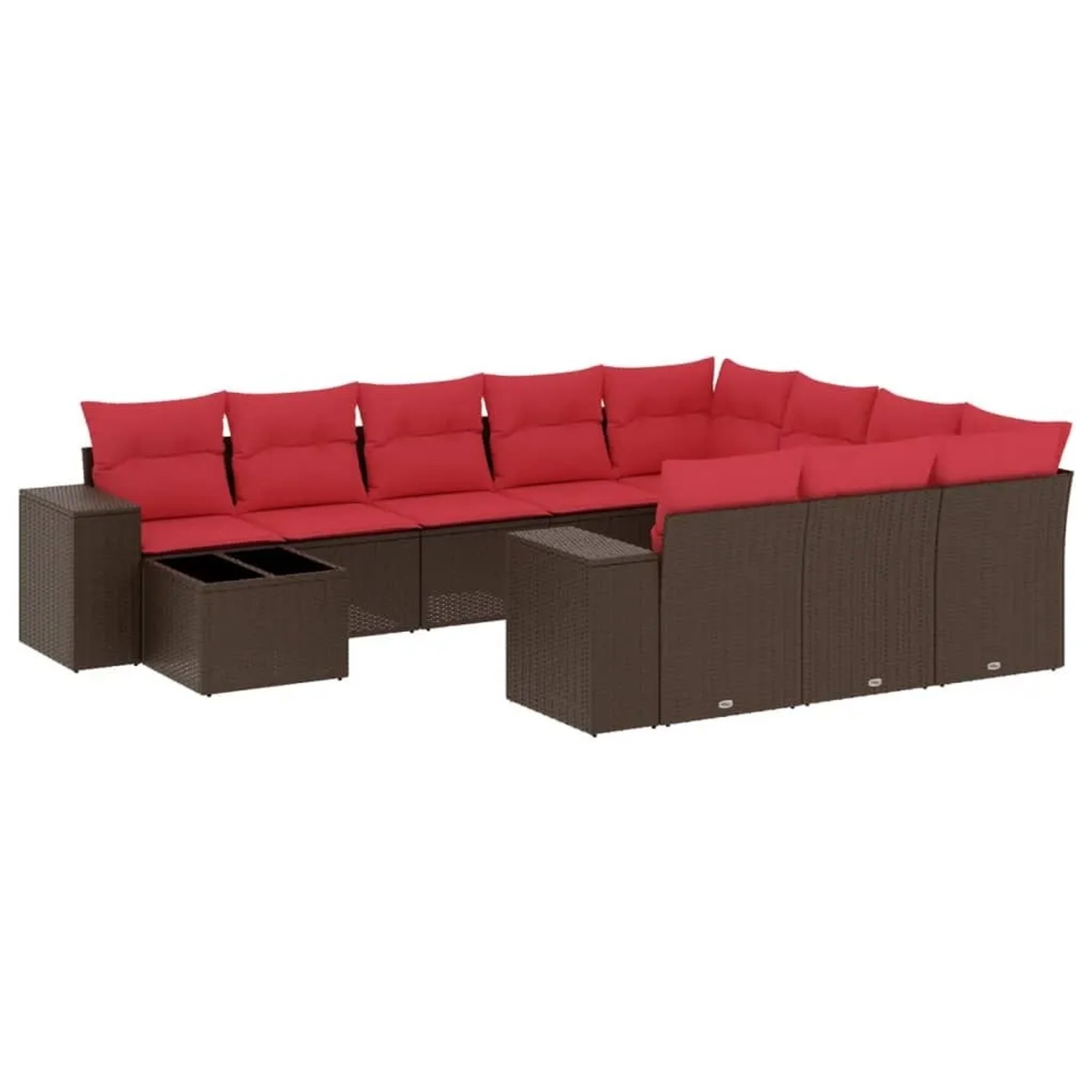 vidaXL 11-Tlg Gartensofa-Set mit Kissen Braun Polyrattan 3223133 günstig online kaufen