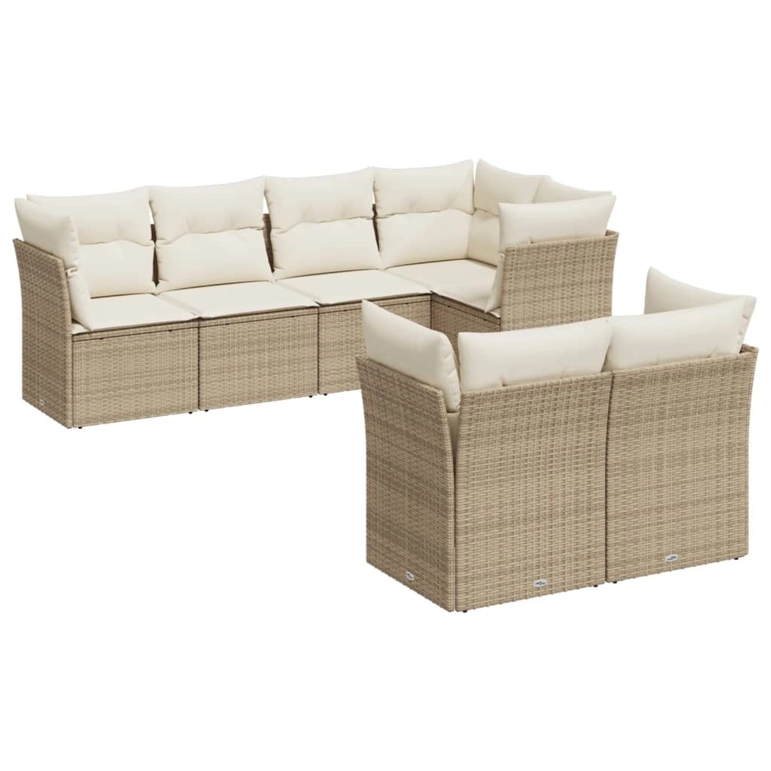 vidaXL 7-Tlg Garten-Sofagarnitur mit Kissen Beige Poly Rattan 3217898 günstig online kaufen