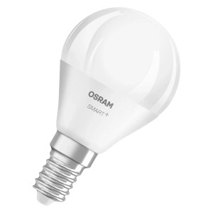 Osram Matter E14 LED-Lampe in Tropfenform, RGBW, 4,9W, für smarte Beleuchtung.