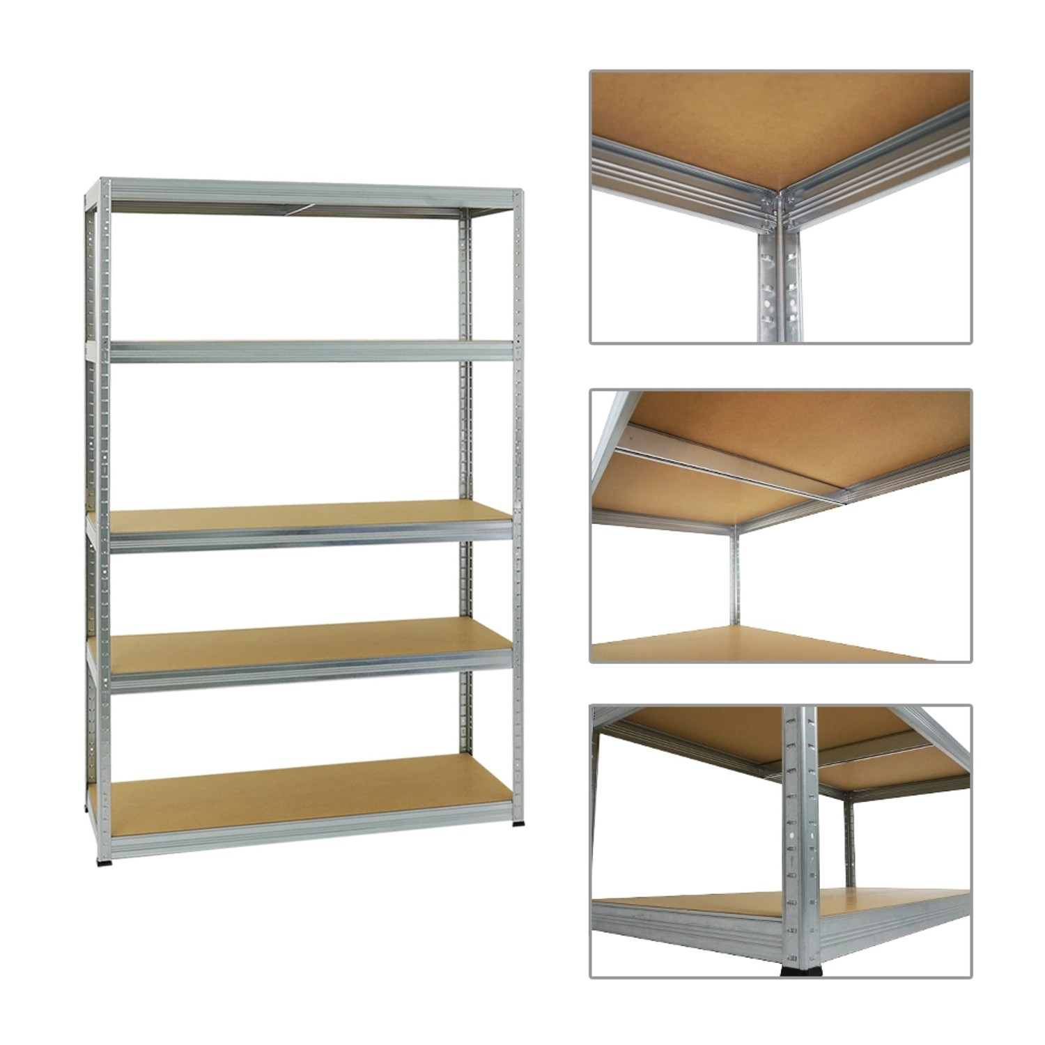 PROREGAL Schwerlastregal Set, verzinkt, 180x120x45cm, mit 5 MDF-Böden (je 250kg Traglast) für Werkstatt & Garage.