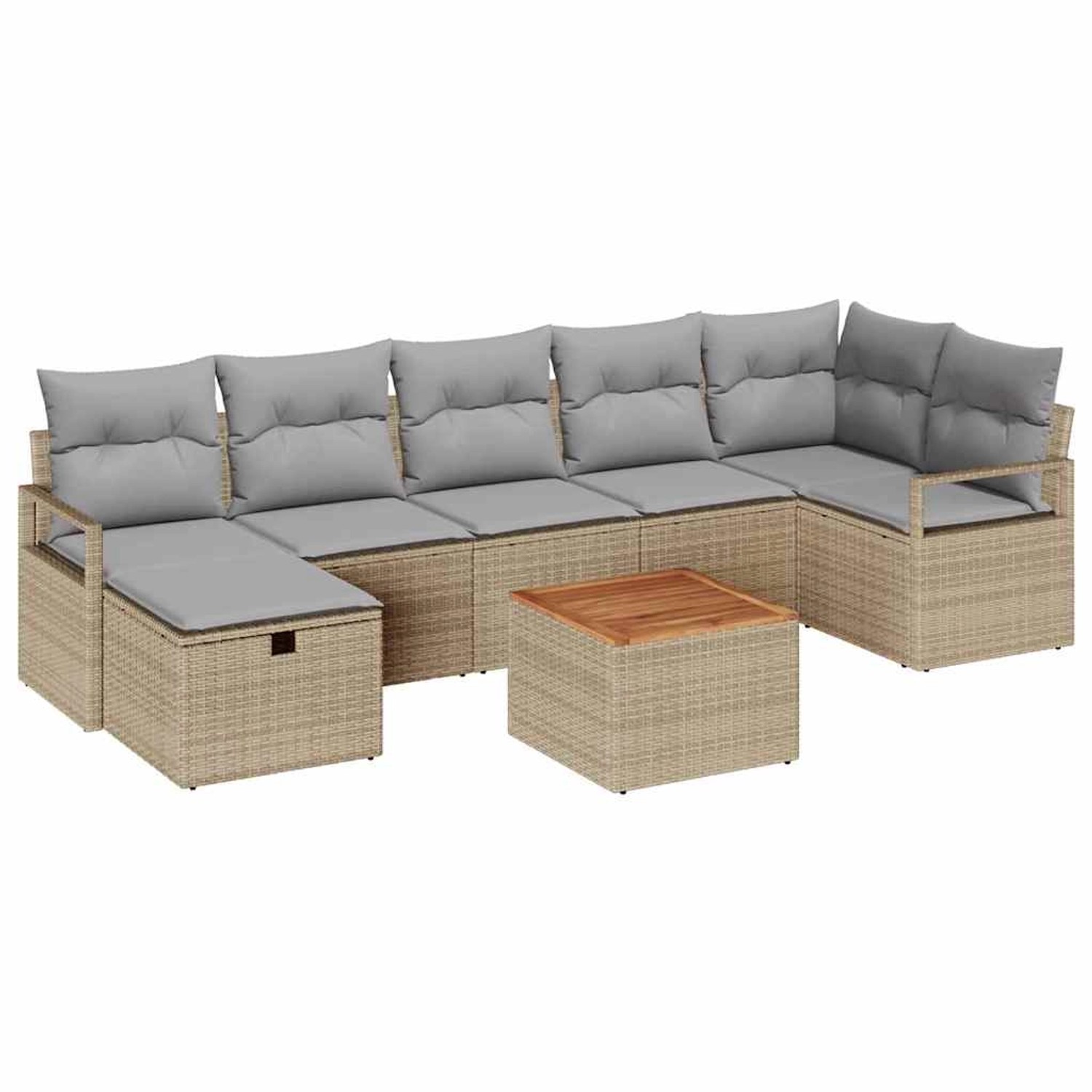vidaXL Garten-Sofa-Set mit Kissen mit Speicher 8-Tlg Beige Poly Rattan 3360 günstig online kaufen