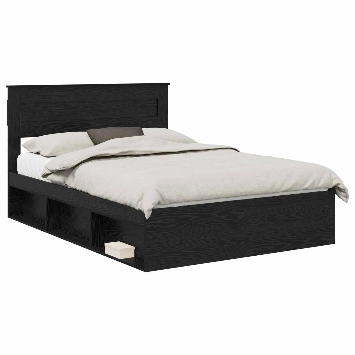 vidaXL Bettrahmen Schwarz 150 x 200 cm Massives Kiefernholz 3409744