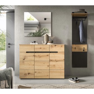 Inn.Furn Garderoben-Set 3-teilig in Eiche und Grau 180 cm Cooper