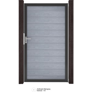 GroJa Solid Steckzaun Tor, Steingrau, Universal-DIN, bis 150x180cm. Sichtschutzzaun Tor.