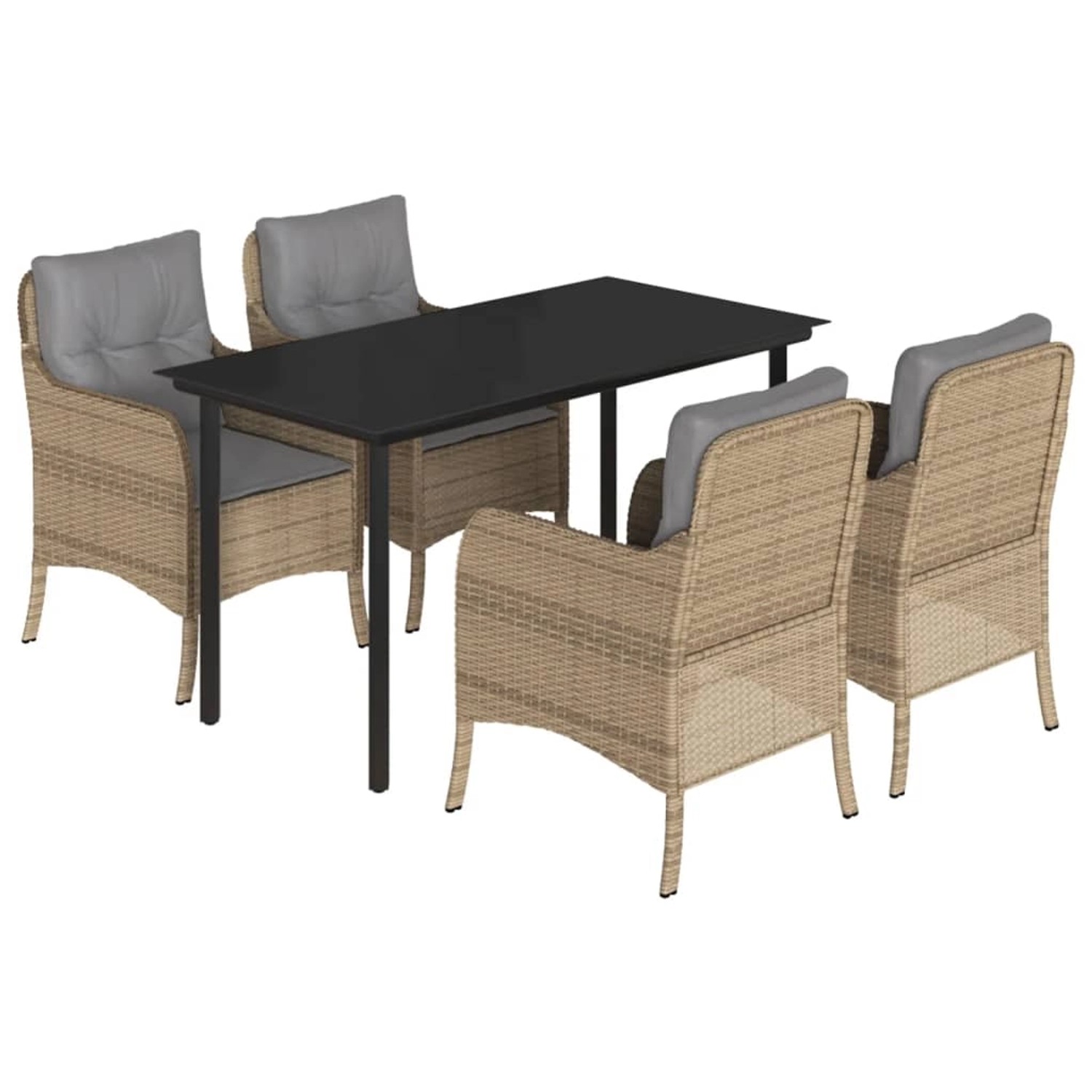 vidaXL 5-Tlg Garten-Essgruppe mit Kissen Beige Poly Rattan 3211985 günstig online kaufen