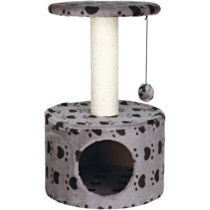 Jollypaw Kratzbaum Janka, 61 cm, grau-schwarz mit Sisalstamm, Höhle und Liegefläche.