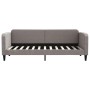 Ausziehbares Tagesbett in Taupe, Stoffbezug, Lattenrost sichtbar. Ideal als Gästebett.