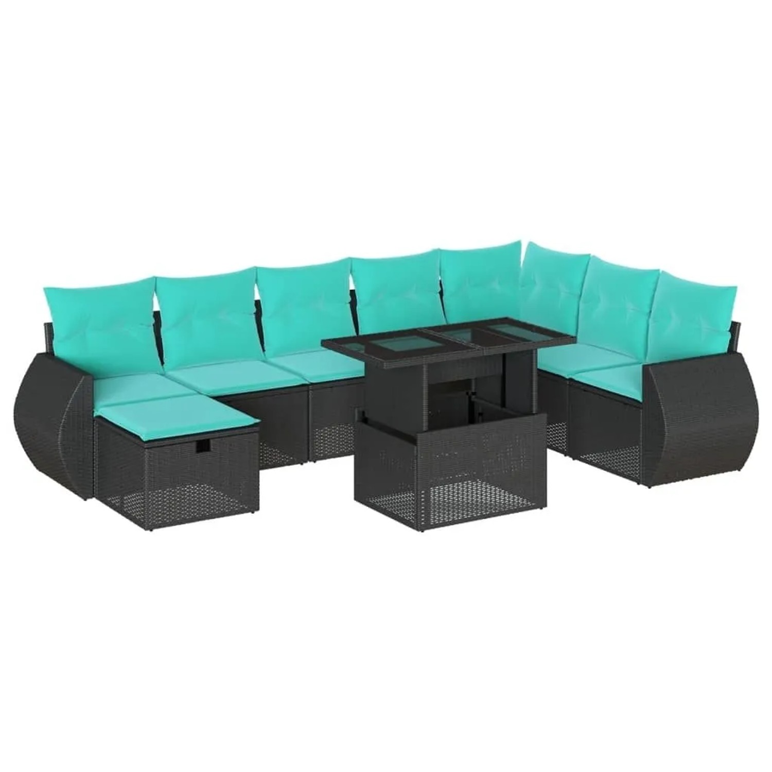 vidaXL 9-Tlg Gartensofa-Set mit Kissen Schwarz Polyrattan 3275187 günstig online kaufen