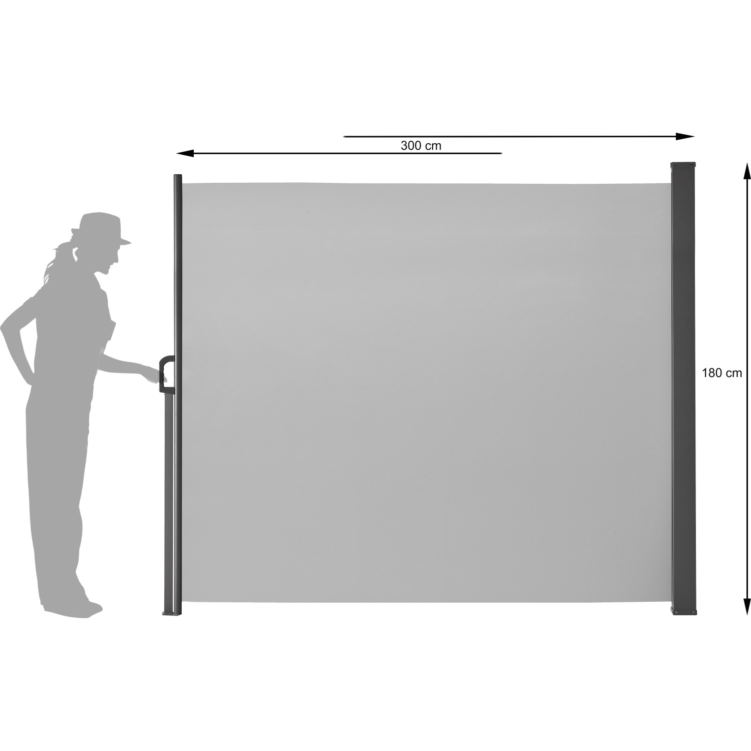 Gartenfreude Seitenmarkise ausziehbar 180 cm x 300 cm Hellgrau kaufen