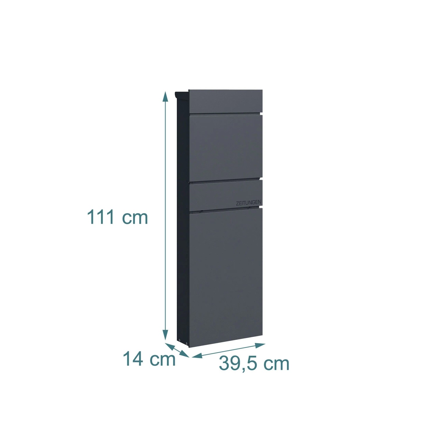 Relaxdays Standbriefkasten Stahl Anthrazit Abschließbar Zeitungsfach 111 cm x 39,5 cm x 14 cm_4