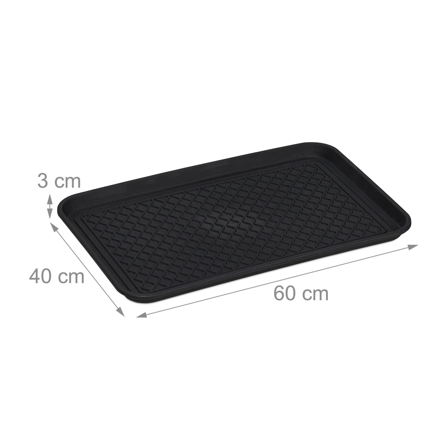 Relaxdays Schuhabtropfschale Polypropylen Schwarz Mit Profil 60 cm x 40 cm x 3 cm 0,6 kg_4