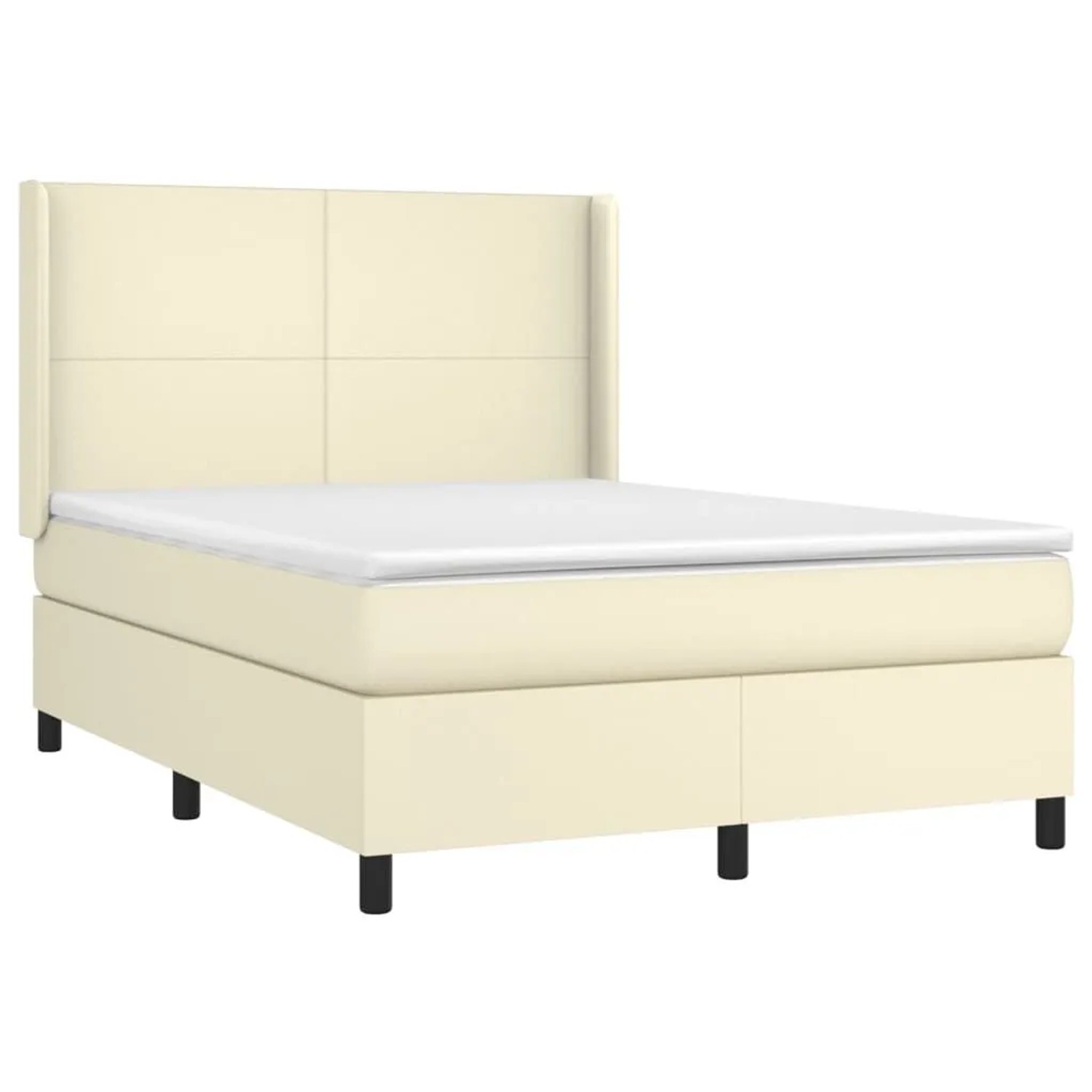 vidaXL Boxspringbett mit Matratze Creme 140x200 cm Kunstleder 3132383