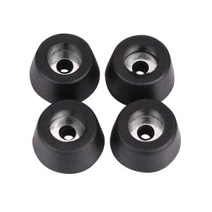 4er Set Blanko Lautsprecher- und Möbelfüße, Ø 25mm, aus Hartgummi mit Metallscheibe.