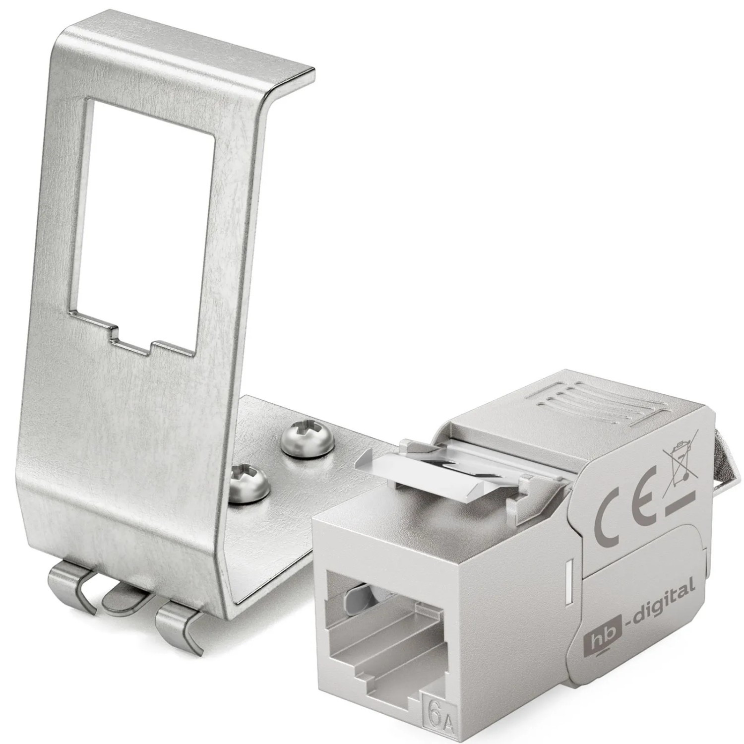 hb-digital 1-Port Hutschienenadapter mit CAT 6a Keystone Modul RJ45