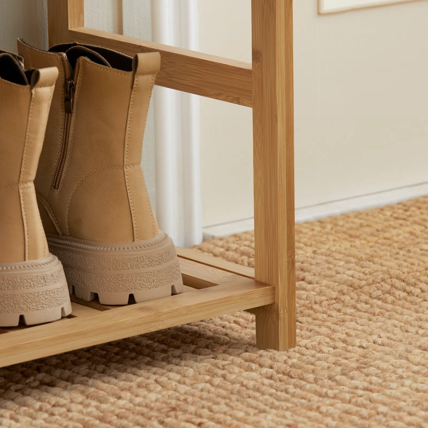 SoBuy Schuhbank mit Sitzfläche und Schubladen Sitzbank Natur Bambus FSR47-N_8