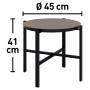 Tisch aus dem Balkonmöbel-Set Tapena, Stahlgestell schwarz, Tischplatte taupe, Ø 45 cm.