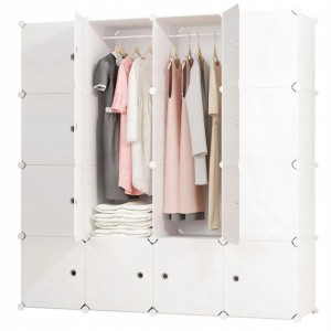 Rebiko Modularer Kleiderschrank Garderobe Schrank Regal Regal Weißer Kleiderschrank Faltbar Geräumig Xl