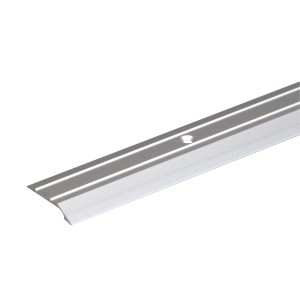 Silbernes Bodenausgleichsprofil aus Aluminium, 2 mm stark, 30 mm breit und 2000 mm lang.