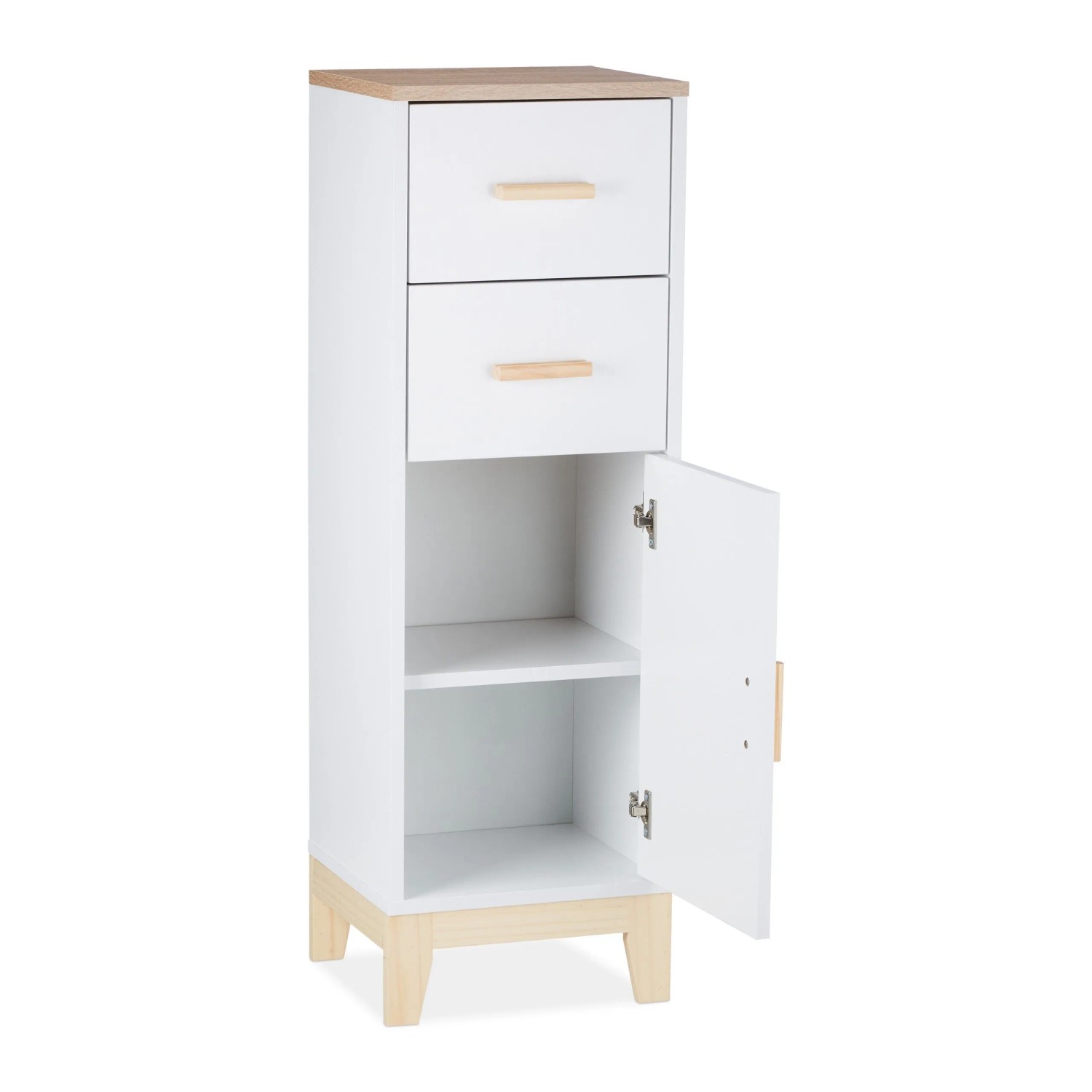 Relaxdays Badezimmerschrank Spanplatte Weiß mit 2 Schubladen 97,5 cm x 32 cm x 28 cm 13,3 kg