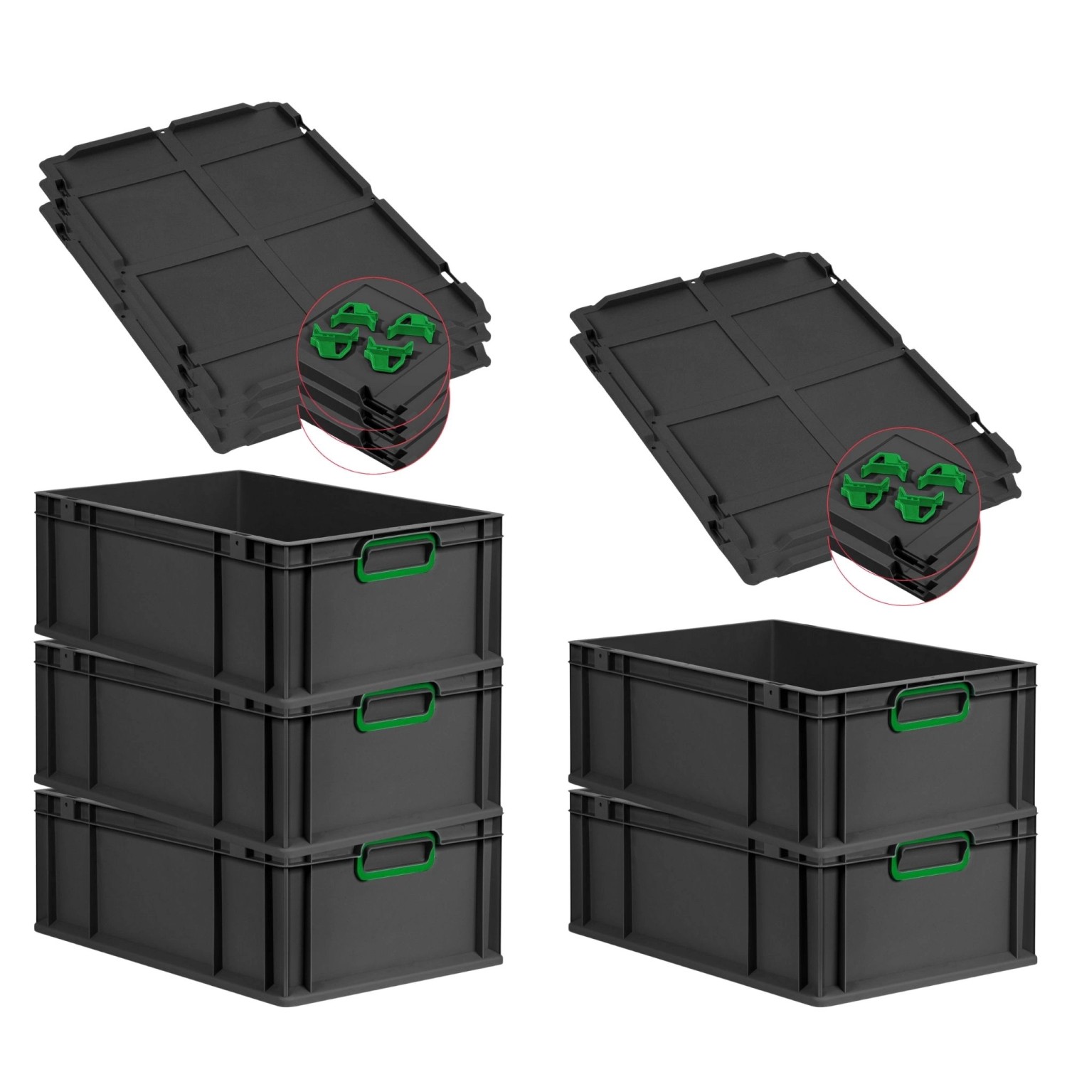 PROREGAL SparSet 5x Eurobox Nextgen Color Mit Auflagedeckel HxBxT 22x40x60c günstig online kaufen