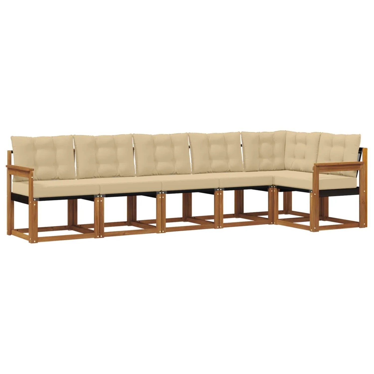 vidaXL Outdoor-Sofagarnitur mit Kissen 6-Tlg Natur und Beige 3368708